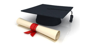 Graduation mortar board and diploma