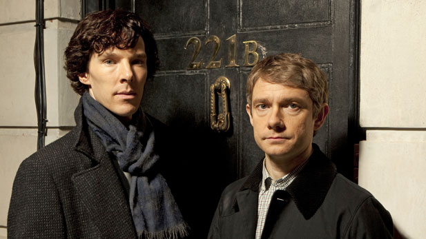 Benedict Cumberbatch (left) as Sherlock Holmes and Martin Freeman as John Watson.