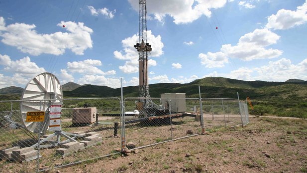 An SBI installation in Arivaca.  Although the Department of Homeland Security recently renewed its month-to-month contract with the Boeing Corporation, which was hired to build the virtual border fence in 2006, experts say the government may soon abandon the project.