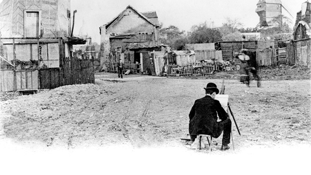 A painter working in Montmartre, early 20th century