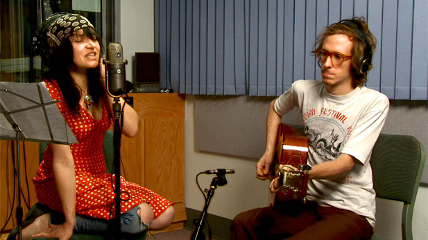 Marianne Dissard playing a "Spotlight Session" in the Arizona Public Media studios