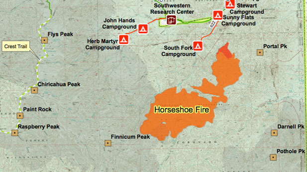 horsehoe fire map spot