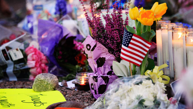 Vigil at Gabrielle Giffords' headquarters in Tucson, Arizona.