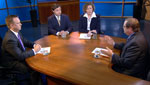 Republican Jonathan Paton (left), Democrat Rodd McLeod (center left) and AZPM's Andrea Kelly (center right) look at polls from the city election, a shocking idea of an electrified border fence and why one of the panelists from this episode is being sued for one million dollars.