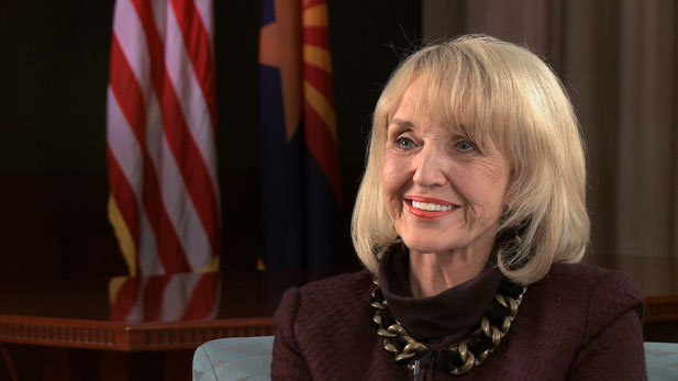 Gov. Jan Brewer (R) touts her business development plan as the key to "turning our economy around."