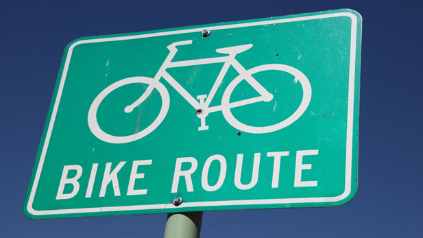 Signs identify bicycle routes throughout the city, county and state.