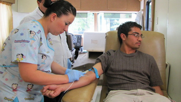 Students at the Instituto Tecnológico de Delicias school in the northern Mexican state of Chihuahua recently donated blood in a truck donated by the non-profit United Blood Services from El Paso, Texas. 