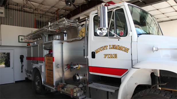 The main fire engine at Mt. Lemmon Fire waits in the wings.