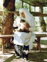 sister seraphim and cat color portrait sister seraphim and cat color portrait