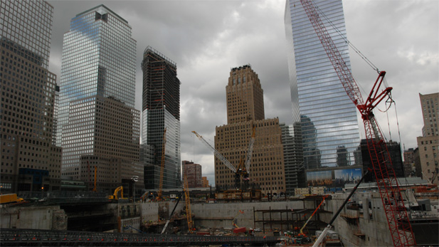 Ground Zero in 2008, when One World Trade Center was only 15 feet above ground