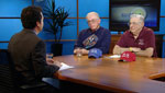 President of the BAJA (Born Again Jocks Association) Club, Dave Hyslop (Center), and Charter Member of the BAJA Club, Chuck Catino (Right), discuss their efforts to establish the first Pima County park in their community.