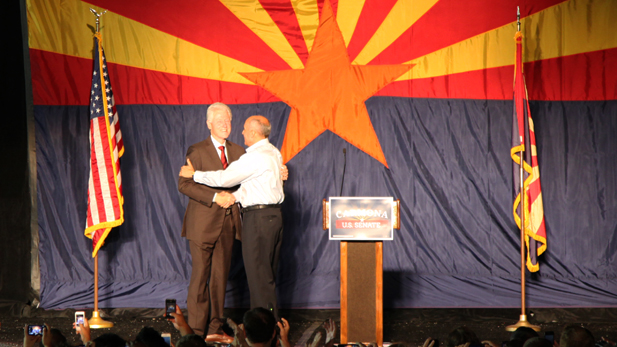 Former U.S. President Bill Clinton campaigns for Richard Carmona, the Democratic candidate for Arizona's open U.S. Senate seat in 2012. The campaign stop at Arizona State University Oct. 10 marked the biggest-name candidate to stump for an Arizona candidate so far this year.
