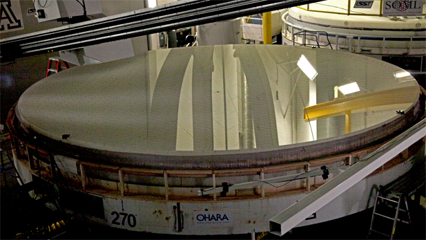 One of the GMT's primary mirrors in the polishing process, April 2012.
