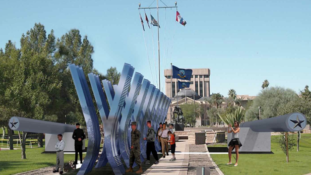 Architectural rendering of 'Salute the Fallen,' a memorial to World War II veterans planned for the Arizona State Capitol.