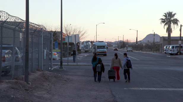 douglas family walking to school spotlight