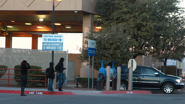 
Students crossing into the United States through the pedestrian entrance at the port-of-entry in Douglas, Arizona