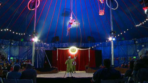 The Zoppé family circus has existed for 170 years. Sixth generation performer Giovanni Zoppé plays Nino the Clown.