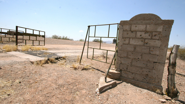 A bullet-ridden rest-stop along the highway to Tubutama, in Northern Sonora, Mexico.