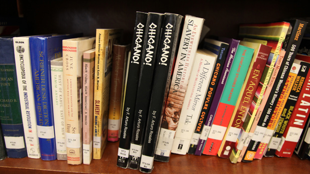 Books used in TUSD's now-banned Mexican American Studies classes.
