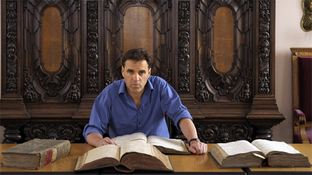 Niall Ferguson with the archives of Frederick the Great, 17th-century Prussian king.