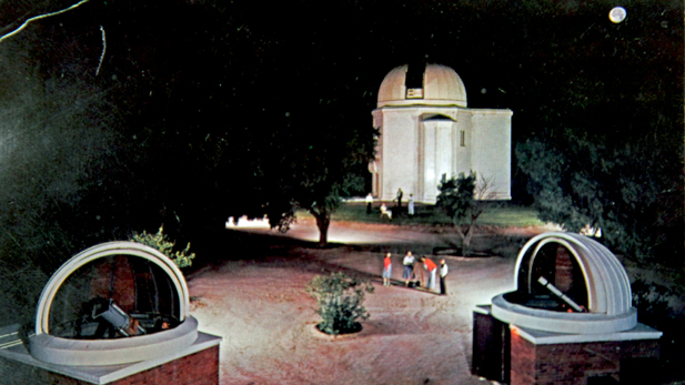 A picture postcard issued by the University of Arizona of Steward Observatory, 1955.