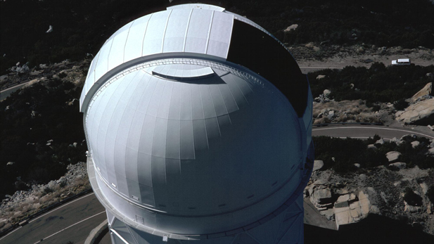 The NOAO Mayall 4-meter telescope at the Kitt Peak National Observatory.