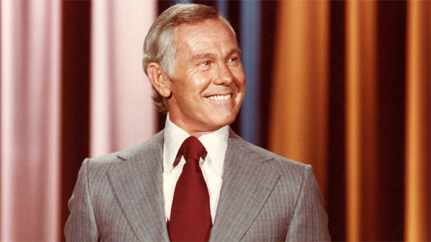 Johnny Carson on "The Tonight Show" set.