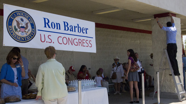 Staff from Congressman Ron Barber's office set up for his first Congress on Your Corner event June 23, 2012.