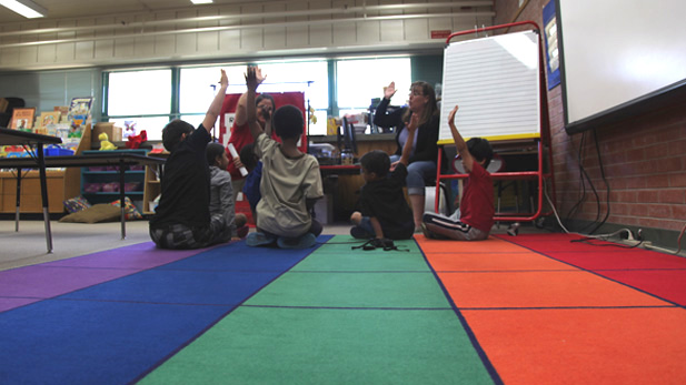 A group of students at the Jump Start program at Myers-Ganoung Elementary School.