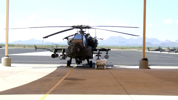 Stock National Guard Apache Helicopter Spotlight