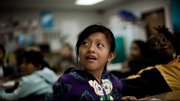 Andrea came to kindergarten sort of speaking three languages: Spanish, English, and Kanjobal. After five years of English Immersion classes, she is still struggling to communicate—in any language.