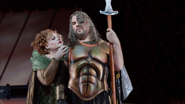 Stephanie Blythe as Fricka and Bryn Terfel as Wotan in Wagner's "Das Rheingold" in Robert Lepage's production.