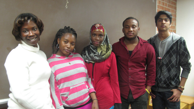 Catalina High School radio class (left to right): Sukay Slea, Frorasi Tuyizere, Khadra Issak, Etongo Ekyoci, Zaroon Nasir