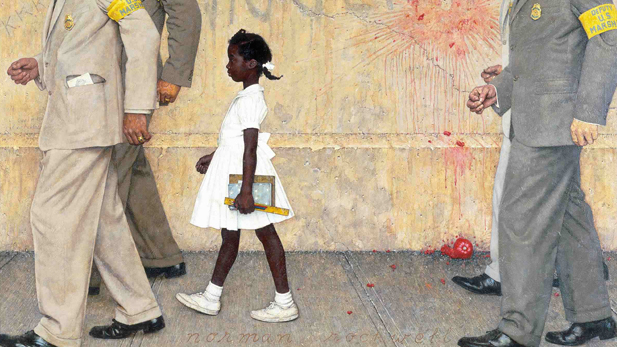 Norman Rockwell depicted the history-changing walk by the six-year old Ruby Bridges in his iconic painting entitled "The Problem We All Live With"