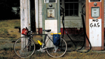 This picture of a bicycle at an old gas station was taken by Martha Retallick in her travels across the country, on her bike.