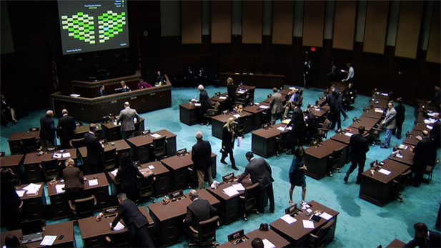 Members of the Arizona state Legislature meet at the Senate Building. 