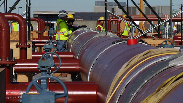 Construction crews work to complete the new wastewater treatment facility on Roger Road in 2013. 