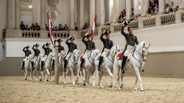 Quadrille at the Spanish Riding School, Vienna, Austria.