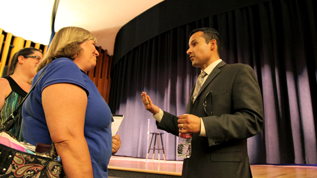 H.T. Sanchez speaking at a TUSD forum.