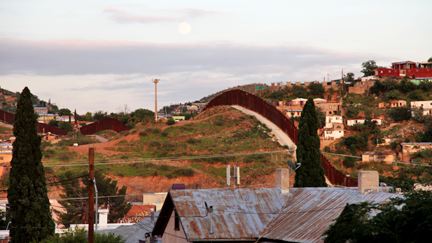 The international border fence seen from Nogales, Ariz.