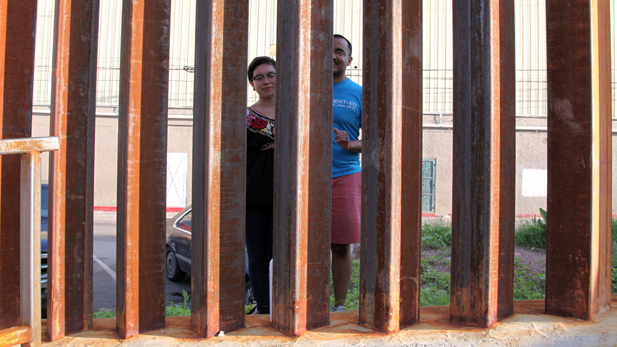 saavedra at border fence nogales spotlight