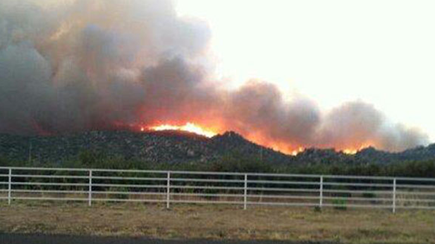 View of the Yarnell Hill Fire south of Prescott. The 8,400-acre fire killed 19 hotshot firefighters.