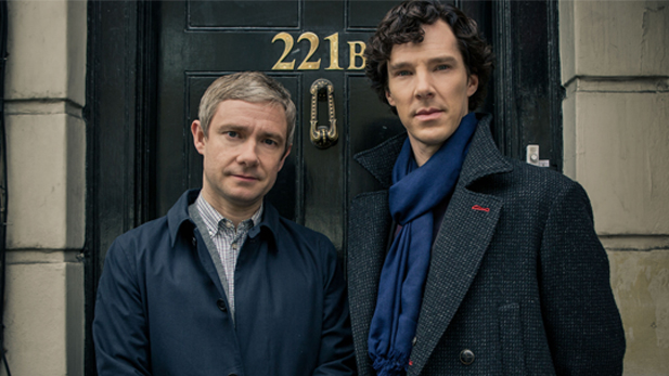 Shown from L-R: Martin Freeman as Dr. John Watson and Benedict Cumberbatch as Sherlock Holmes