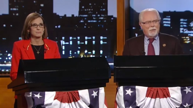 Republican Martha McSally, Democrat Ron Barber at AZPM debate Oct. 7, 2014.