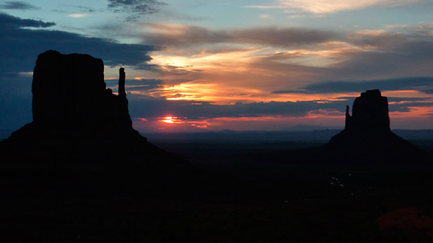 Sunset at Monument Valley, Arizona.