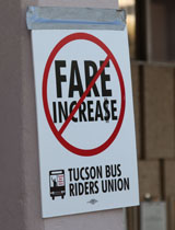 no bus fare increase sign portrait