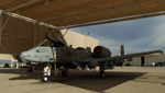 An A-10 plane sits in a hanger at Davis Monthan Air Force Base.