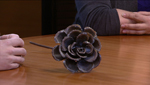 This metal flower sculpture is an example of the types of art that people at Xerocraft and Maker House are making with found and recycled materials.