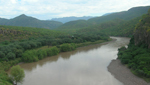 Pictured here, the Santa Cruz River flows from the highlands in Mexico down to the south eastern parts of Arizona.