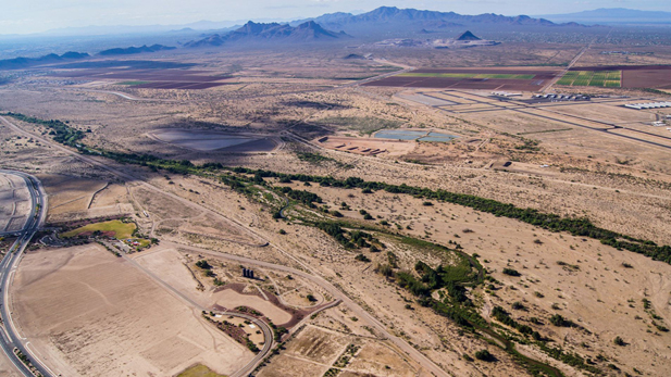 An aerial view of the Santa Cruz River near Marana. 